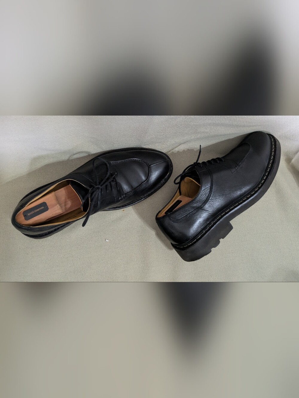 HESCHUNG Black leather Split Toe Derby Shoes Size UK 9 || US 10